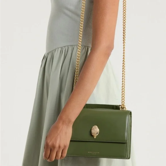 Kurt Geiger -NWT- Green Leather Shoreditch Crossbody Bag - Picture 2 of 11